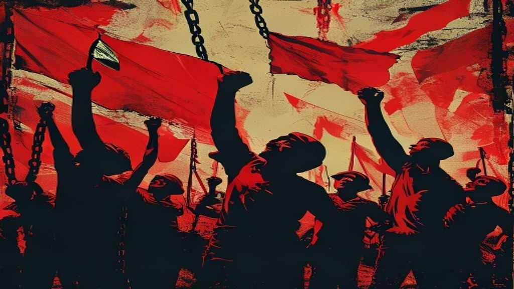 Trabalhadores em greve exercendo o direito constitucional